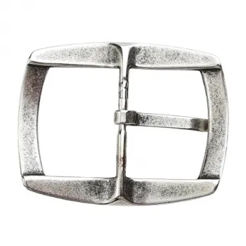 Thorn Buckle polished, double bridge, cast pewter, in old silver back