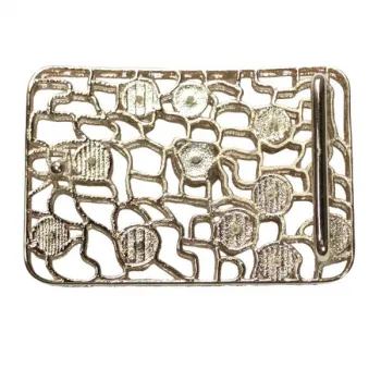 Design Belt Buckle white gold plated, set with rhinestones back