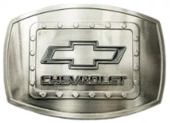 Gürtelschnalle Chevrolet-Logo in silber + schwarz
