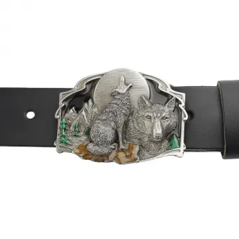 Belt Buckle Wolf Moon + Wolves + Moon + Landscape with belt