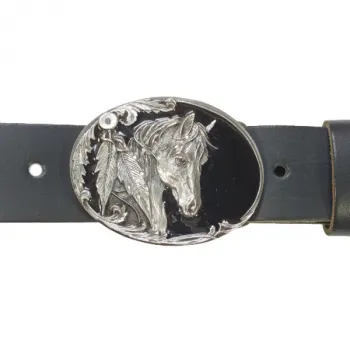 Belt Buckle Horse Head Diamond Cut with belt
