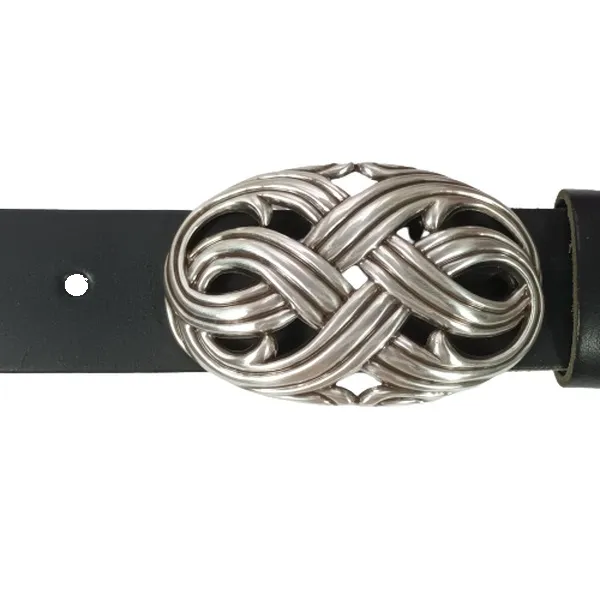 Design Belt Buckle Tendril, silver plated with belt