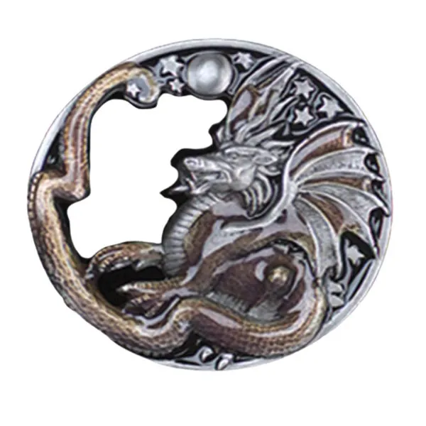 Belt Buckle Dragon + Snake round