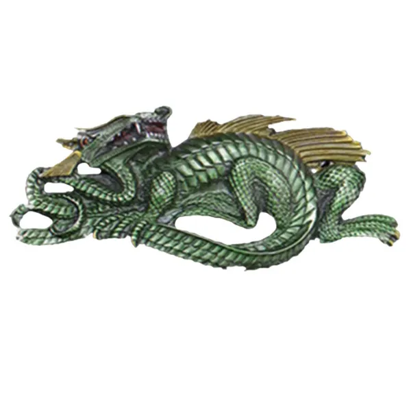 Belt Buckle green Dragon enamelled