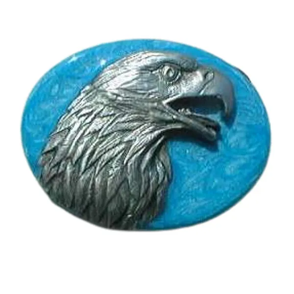 Belt Buckle Eagle Head + Blue Background