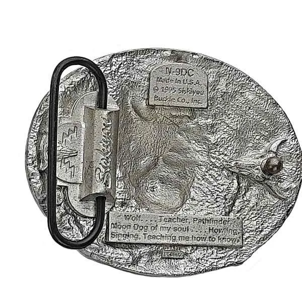 Belt Buckle Wolf Head + Diamond Cut + Decoration back