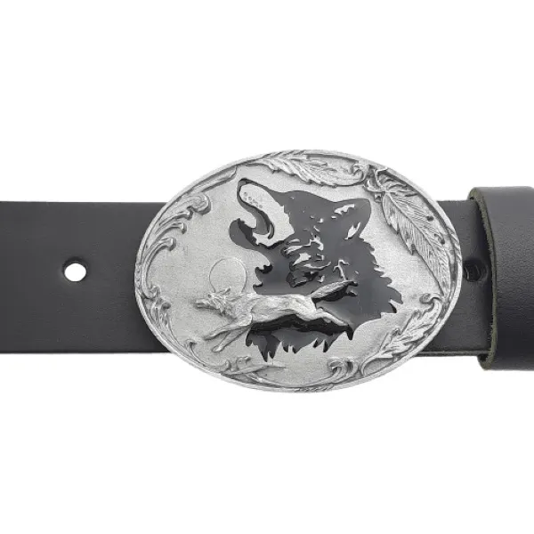 Belt Buckle Wolf Head + Running Wolf with belt