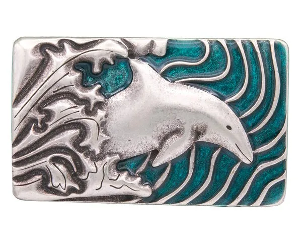 Design Belt Buckle Playing Dolphin blue from Umjubelt