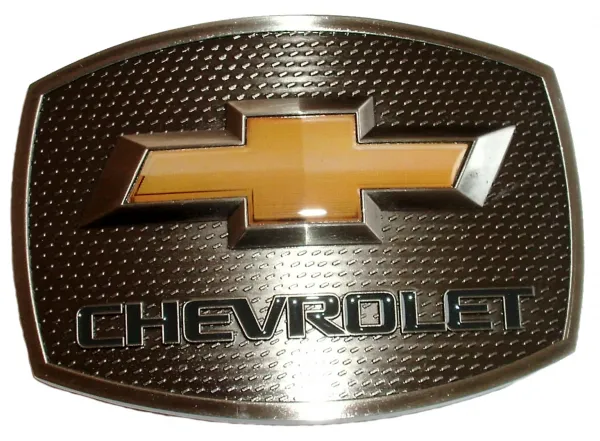 Gürtelschnalle Chevrolet Logo silber/gelb