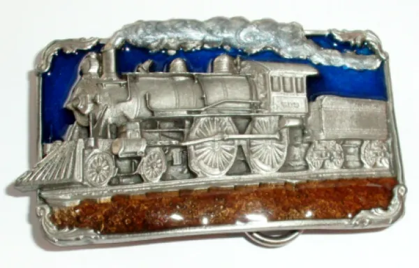 Belt Buckle Steam Locomotive + Tender