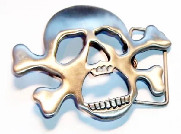 Belt Buckle Screaming Skull Chrome + Bones