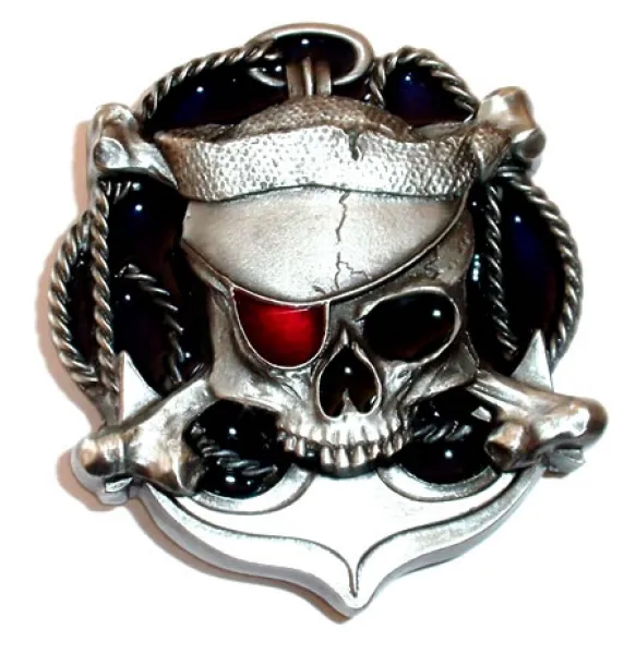 Heavy Belt Buckle Skull Pirate + Anchor