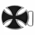 Gürtelschnalle Chopperkreuz schwarz | Eisernes Kreuz, Zinnguss, nickelfrei, silber + schwarz, für Gürtel bis 40mm Breite